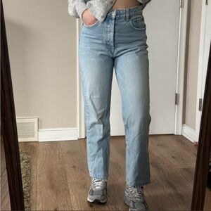 Zara Light Blue high rise Straight Leg Jeans